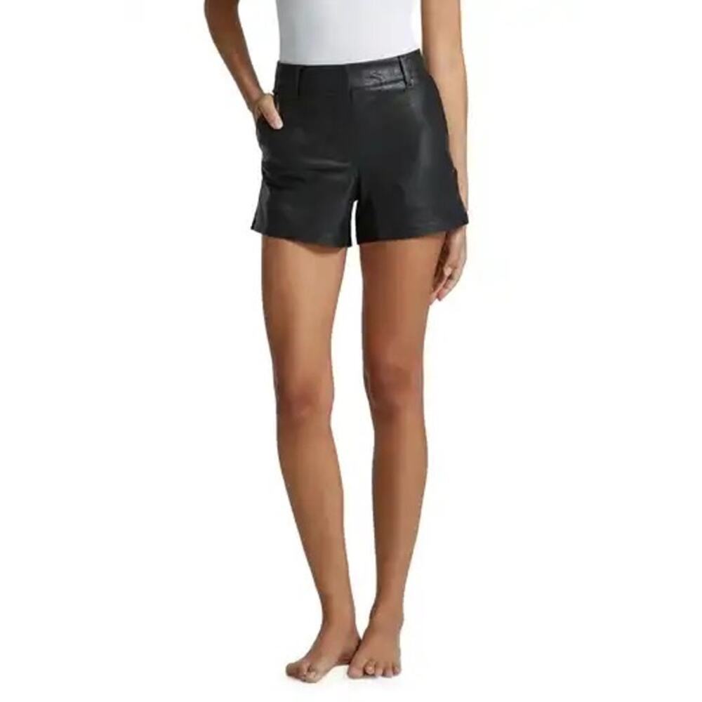 AFRM Black Faux Leather Jean Shorts